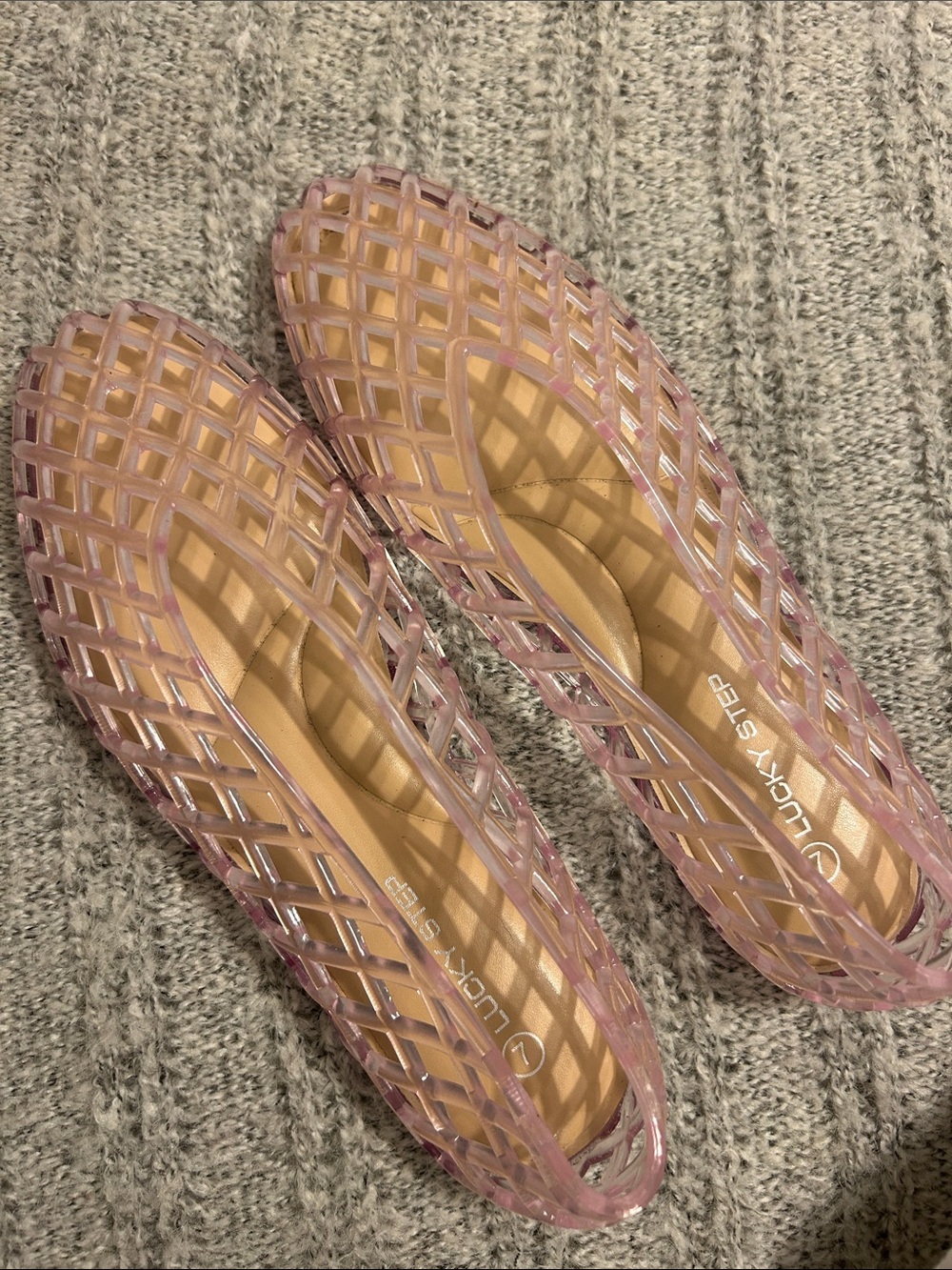 Pink Lattice Jelly Flats